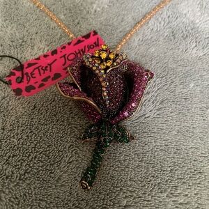 Betsy Johnson Rose Necklace/pin